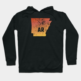 US state pride: Stamp map of Arkansas (AR letters cut out) Hoodie